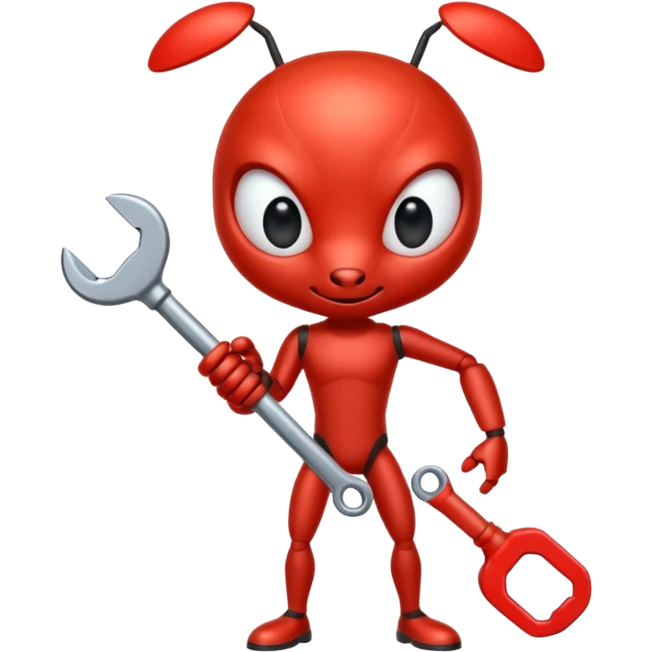 red ant holding a wrench emoji