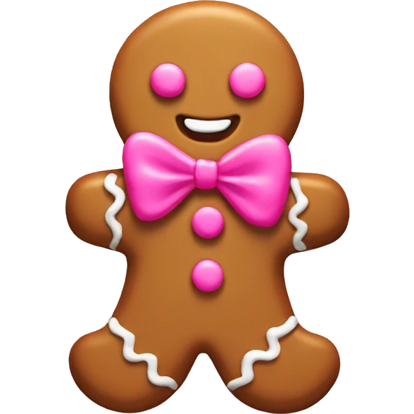 One Gingerbread man cookie with pink bow emoji
