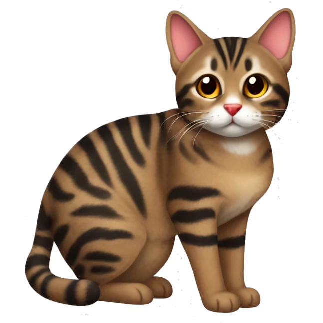brown tabby cat black stripes, red nose and butterfly   emoji