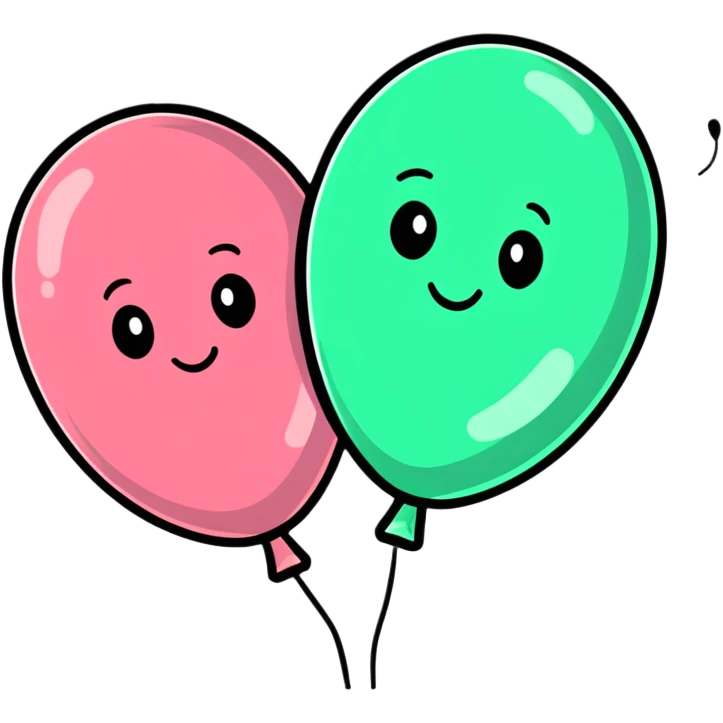 playful cartoon style, a pair of balloons resembling boobs, cheerful and non-explicit emoji