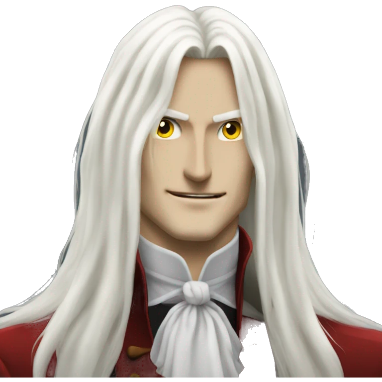 Alucard with long white hair emoji