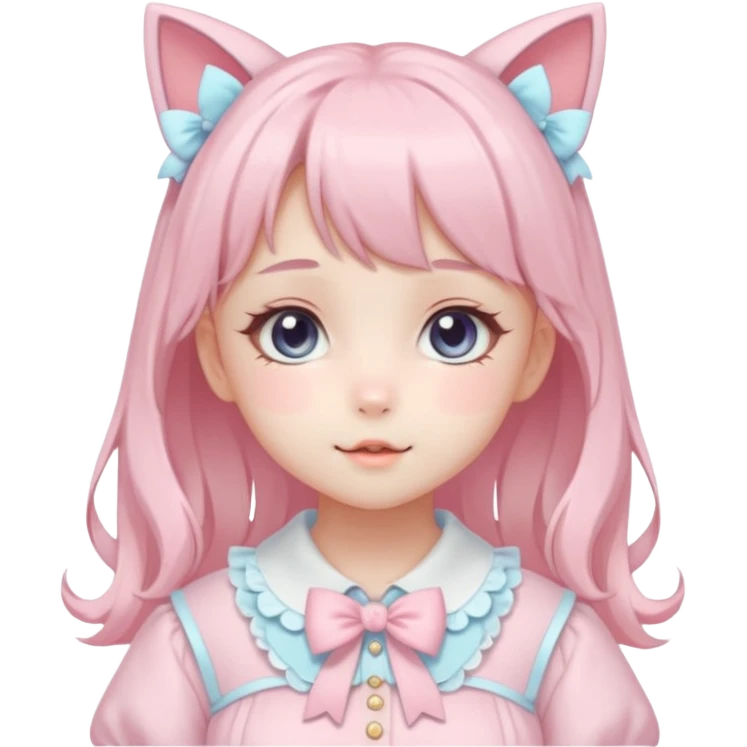 Shiny Blushing Cute Kawaii Beautiful Pastel Lolita Anime Catgirl Trending Style Cottagecore Pastelcore  emoji
