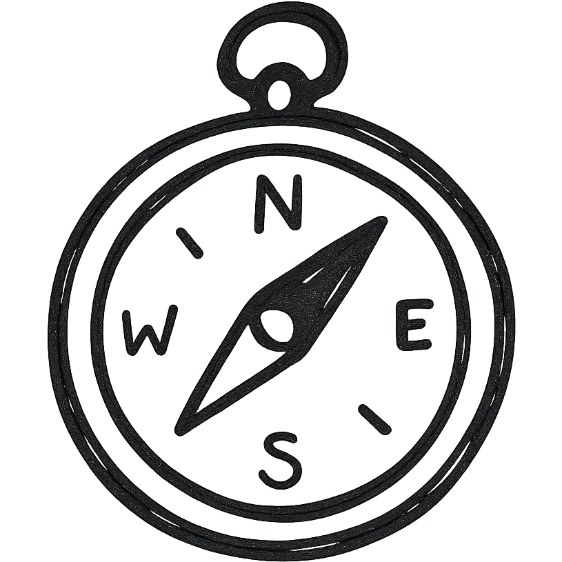 compass icon, hand drawn outline, minimal icon style emoji