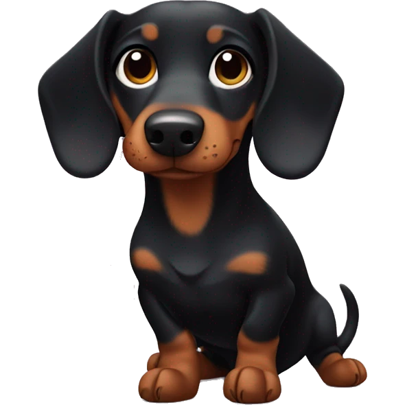 Black dachshund making a heart with his paws emoji