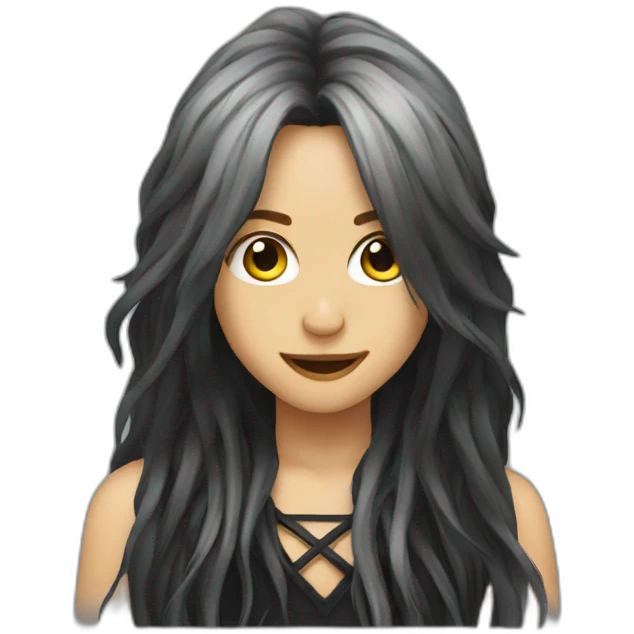 metal singer long hair black emoji