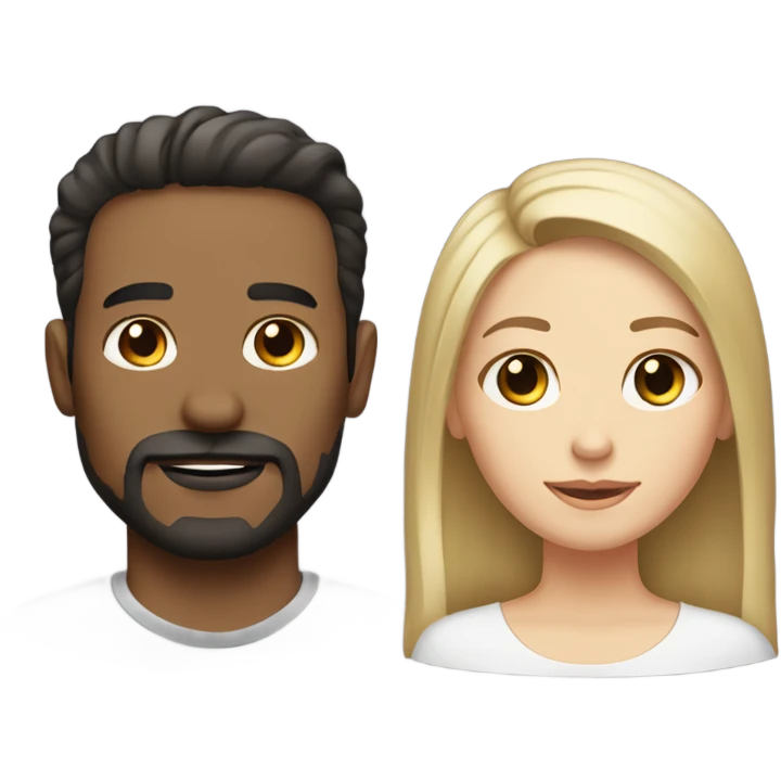 Dark hair facial hair man with brunette blonde highlights girl  emoji