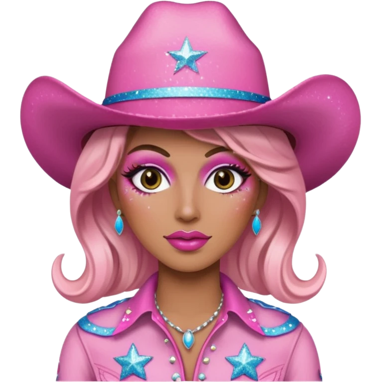 pink cowgirl glitter, drag emoji