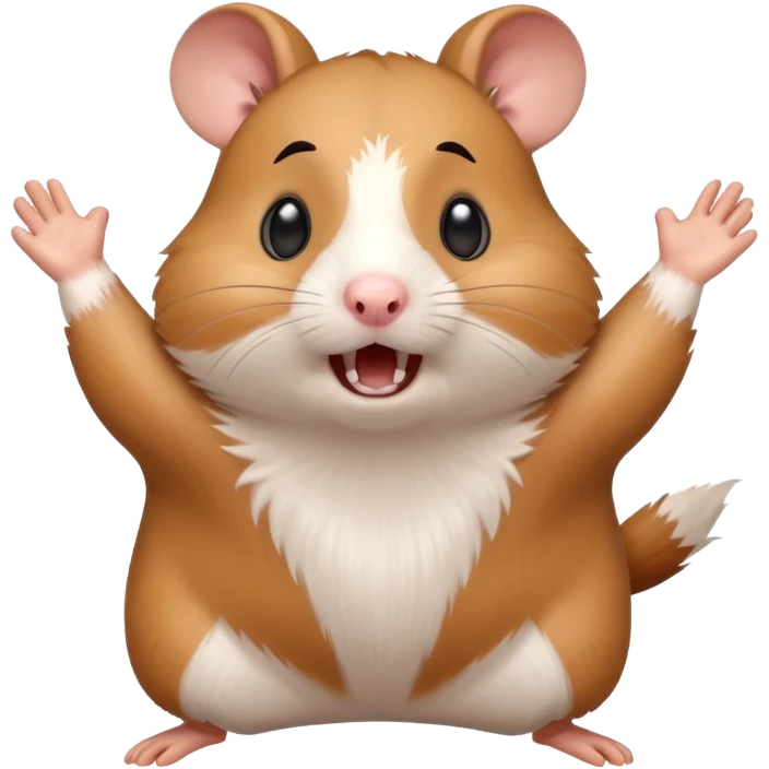Scared hamster running away with arms in the air emoji