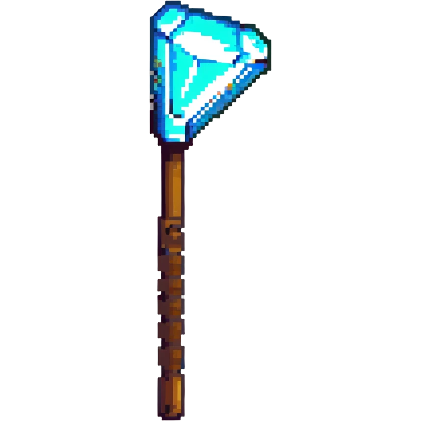Minecraft diamond hoe with brown handle emoji