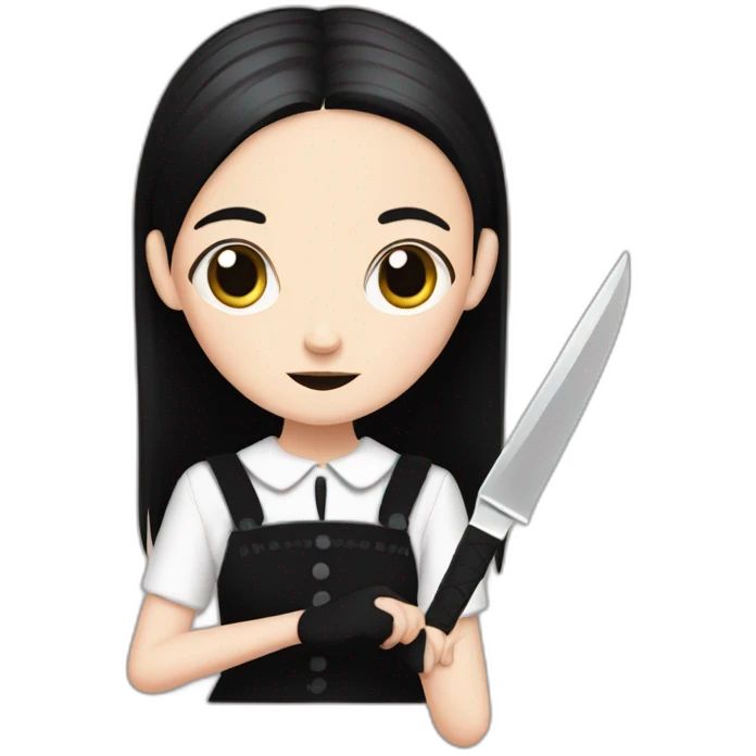 wednesday addams with a knife emoji