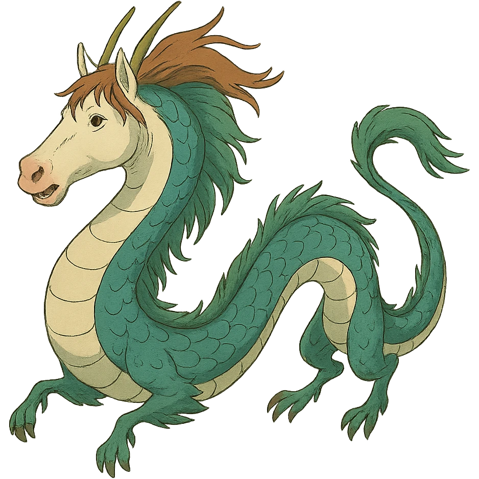 ghibli style dragon with a horse's head emoji