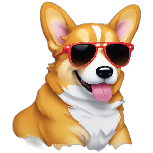 Sunbathing corgi on top of cool beach towel sunglasses emoji
