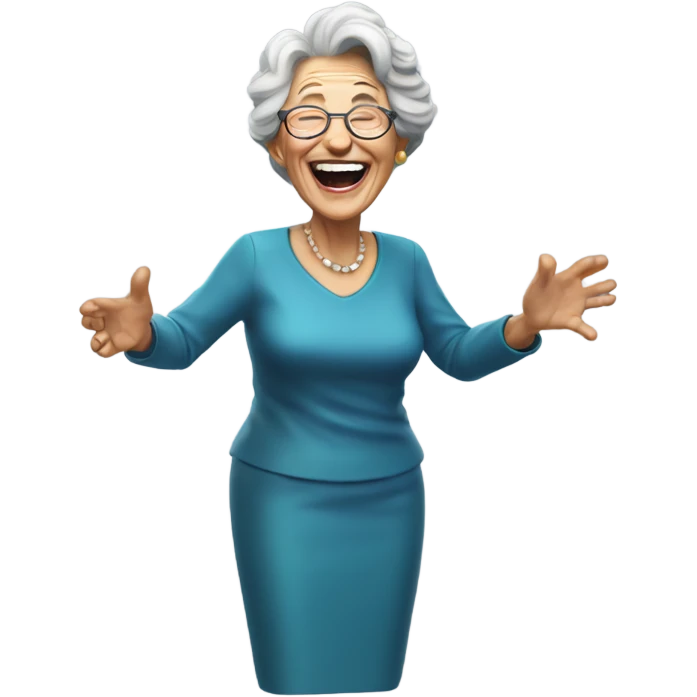 Create a 3d hyper realistic senior woman laughing  emoji
