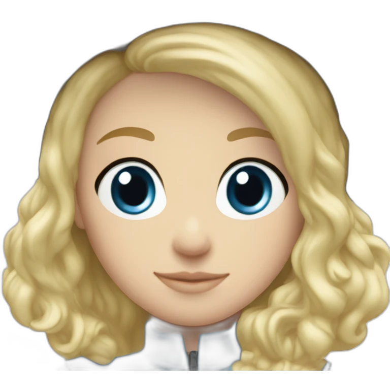 Cute blonde blue eyes white bike helmet emoji