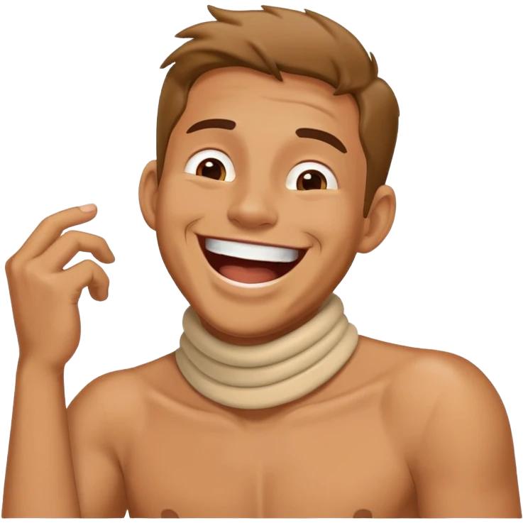 Man holding his neck laughing  emoji