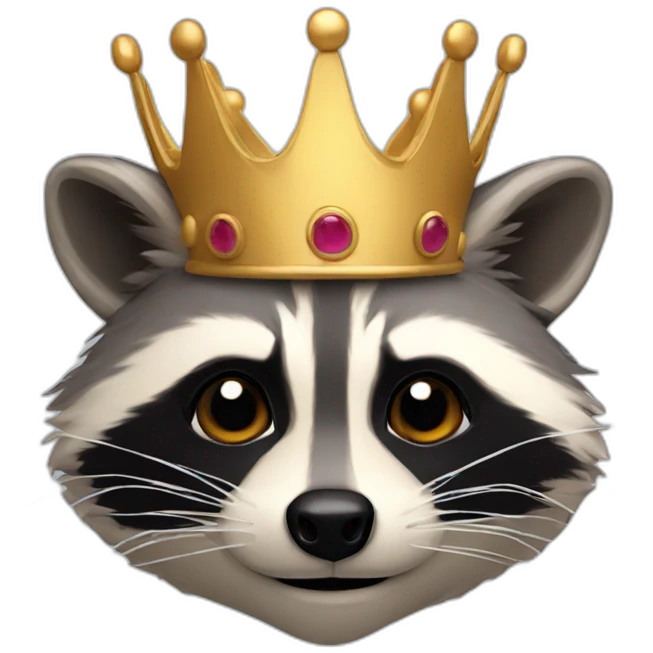 raccoon head with crown emoji