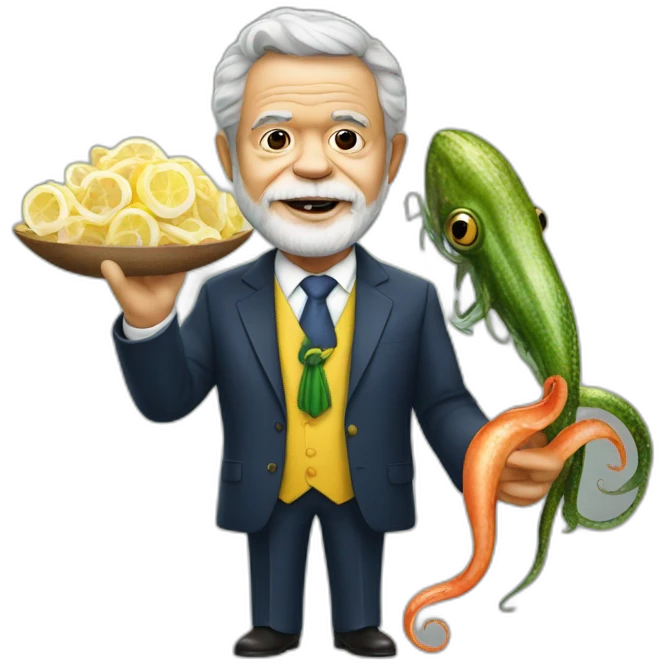 president Lula from Brazil with squid animal in hand emoji