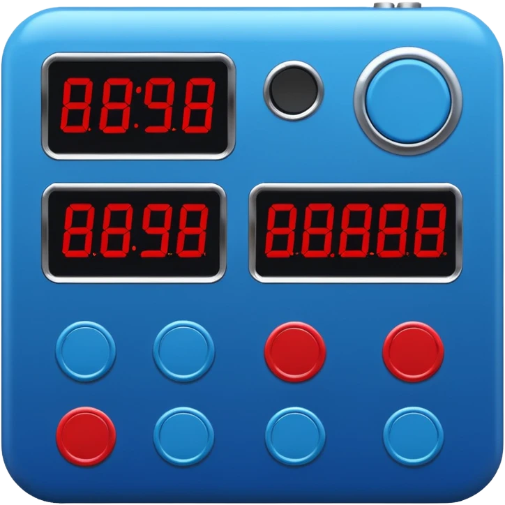 electronic timer board blue (#00A3E0) and red (#F9423A) emoji