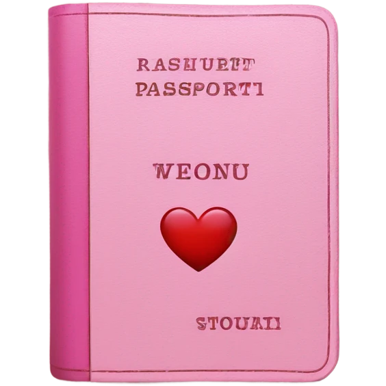 Pink passport with heart shaped stamp emoji
