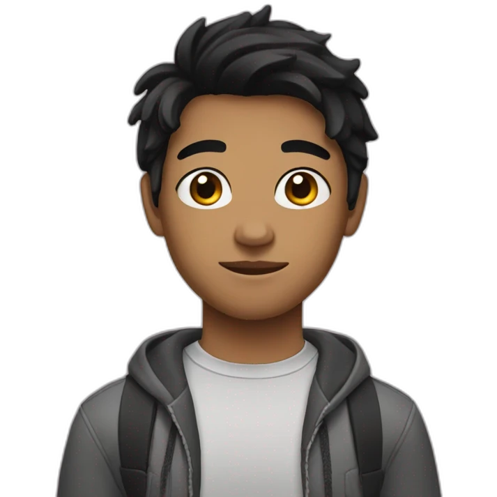 teenager with black hair emoji