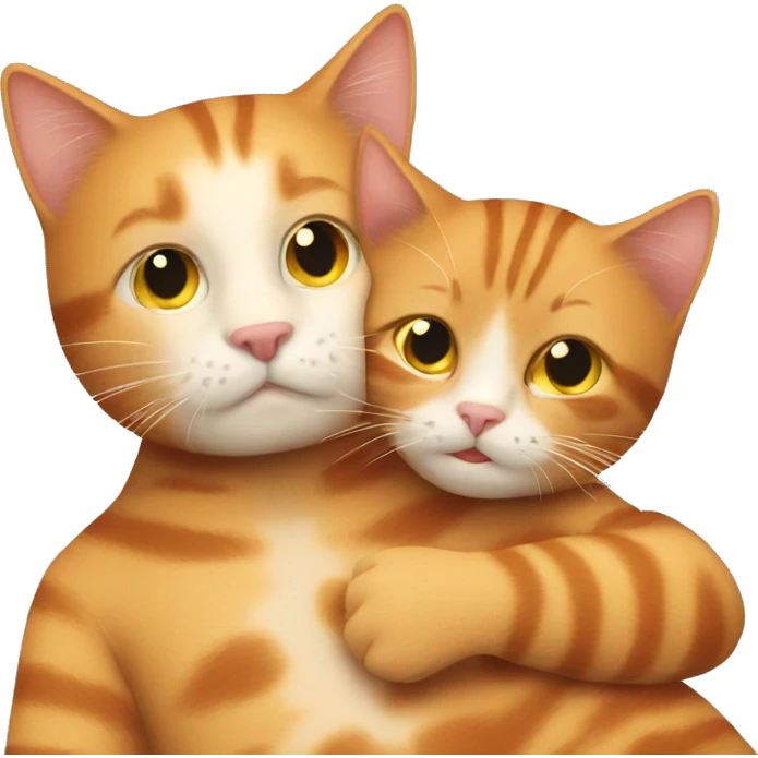 Ginger boy hugging a tabby cat emoji