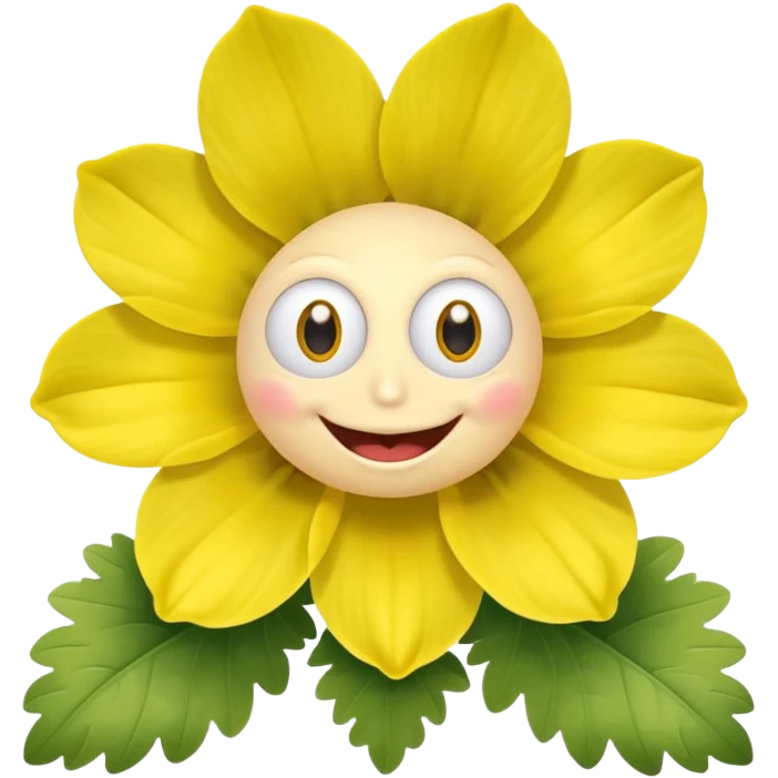 five leaved yellow anemone eyes mouth emoji