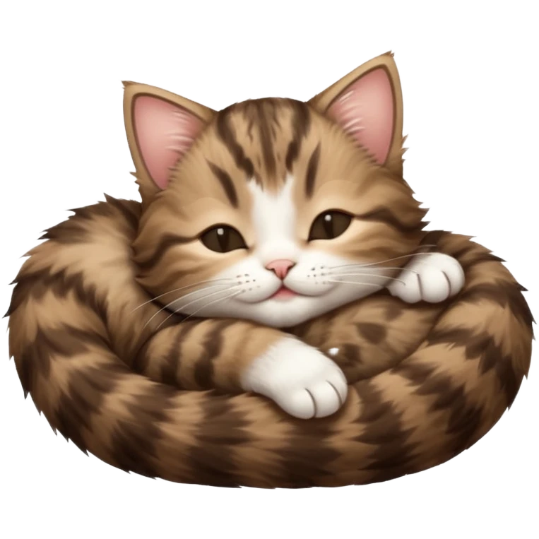 dark brown tabby and white kitten sleeping upside down on its back emoji