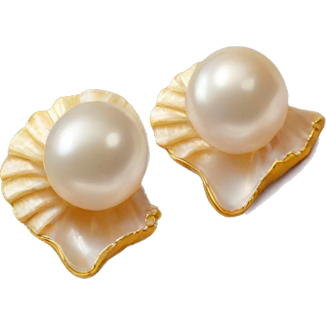 Pearl earrings on shell emoji
