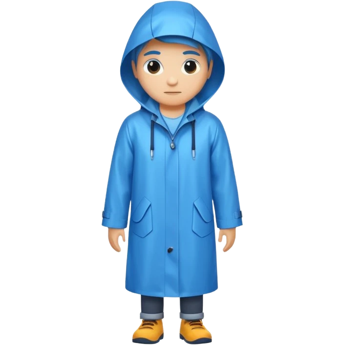 blue raincoat, just rain coat, negative character. emoji
