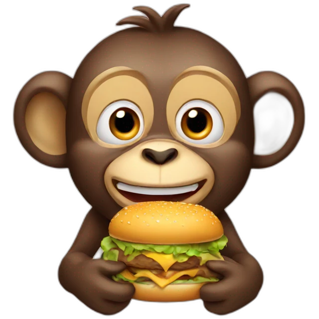 monkey eat hamburger emoji