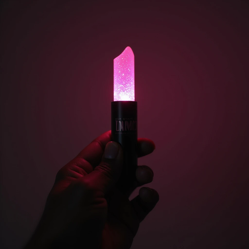BLACKPINK-inspired gothic lightstick, no hearts, photorealistic style, black and pink colors, subtle glitter, moody atmosphere emoji