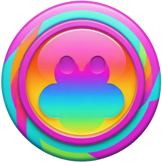 A round psychedelic colored button with bezeled edges emoji