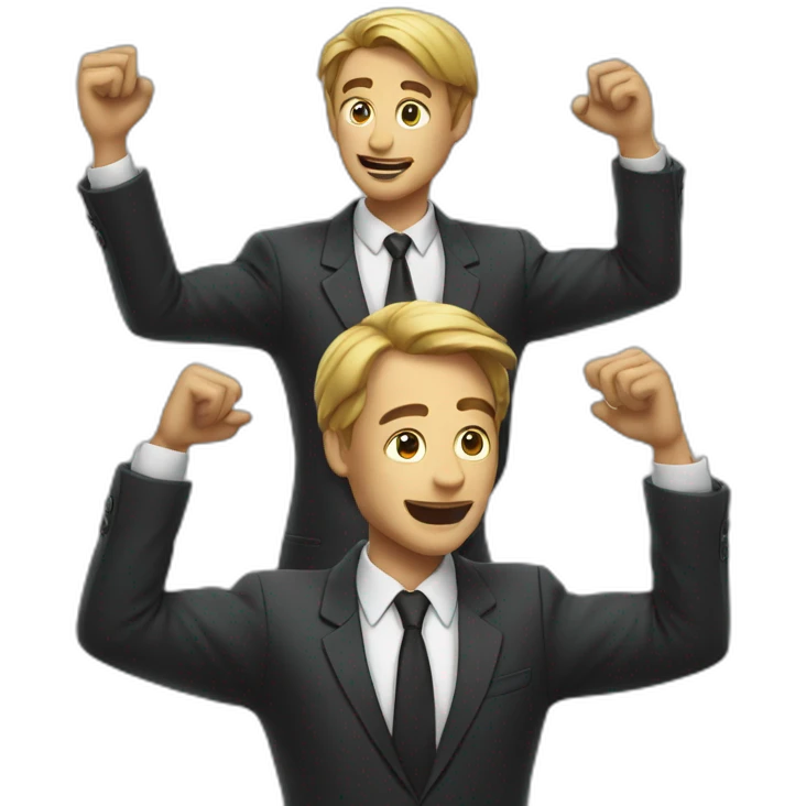 man in suit arms in the air summoning something emoji
