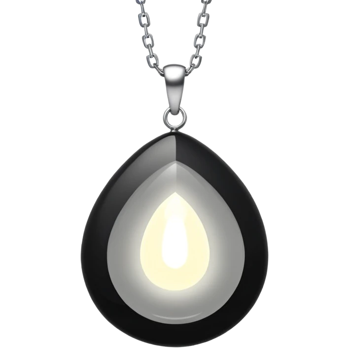floating onyx stone with inner light, silver chain animated as if alive, no extra colors emoji