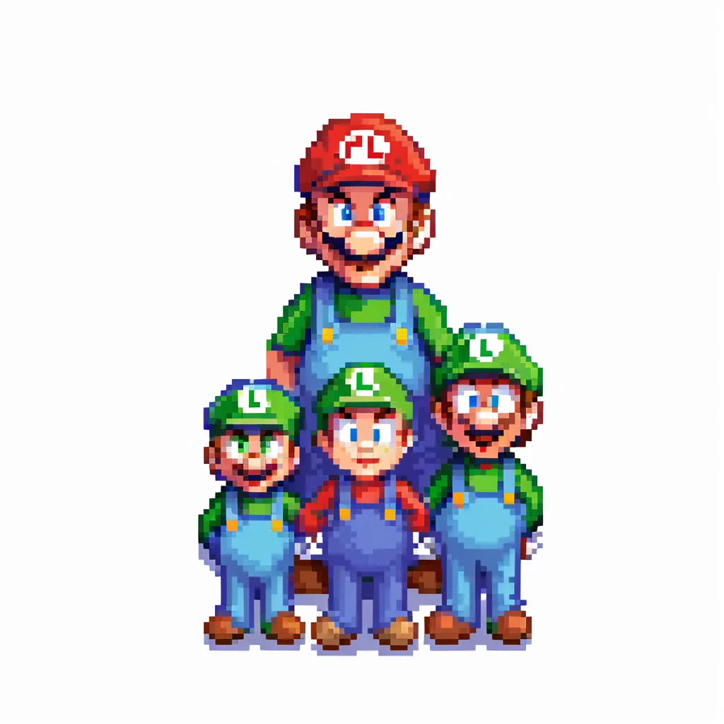Mario and Luigi standing together, pixel art style emoji