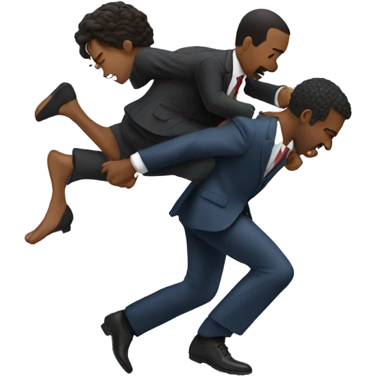Amos newsome wearing a suit pushing someone emoji