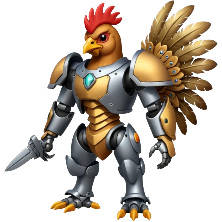 Mecha battle chicken humanoid creature but more human than chicken emoji