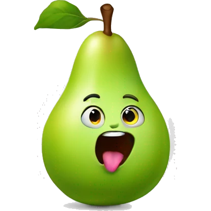 Green Cute pear with tongue emoji