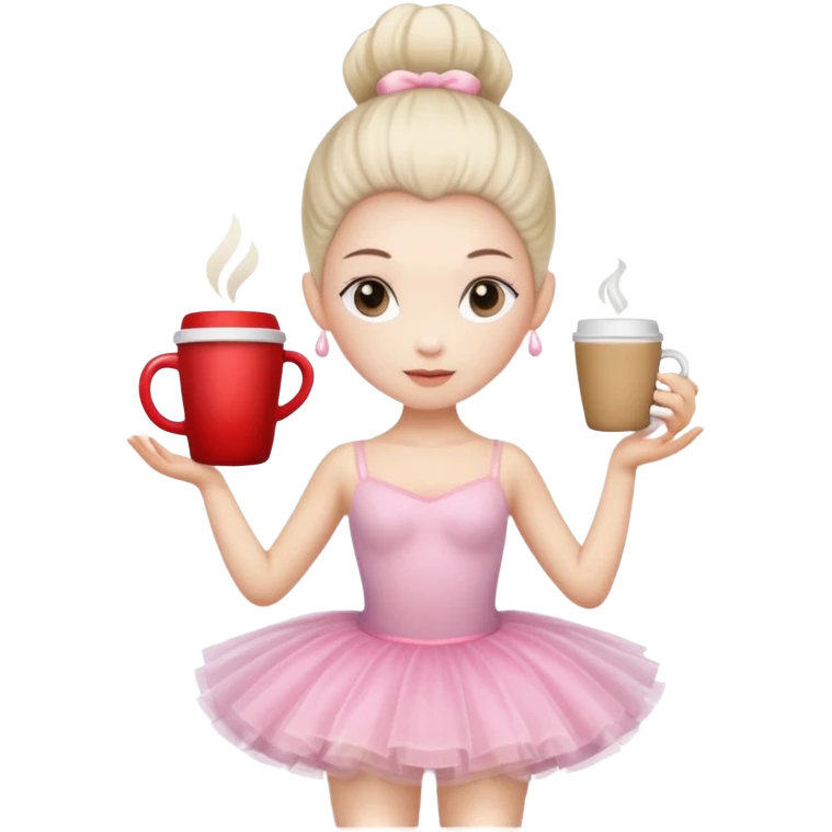 Ballerina with a coffee mug for a head emoji