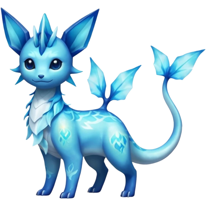 Shiny Nebulae Lumineon-Vaporeon-Amaura-Glaceon-Dragonair-Fakémon-hybrid-creature (full body)  emoji