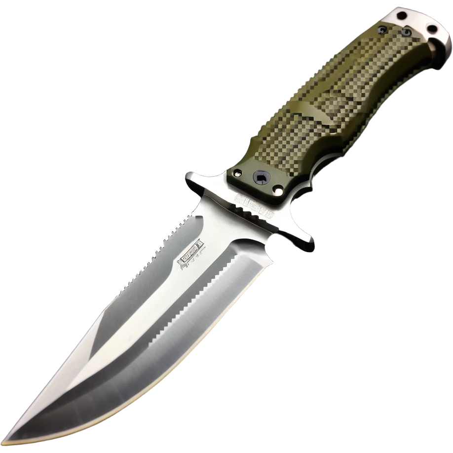 military tactical bushcraft knife with NATO olive handle emoji