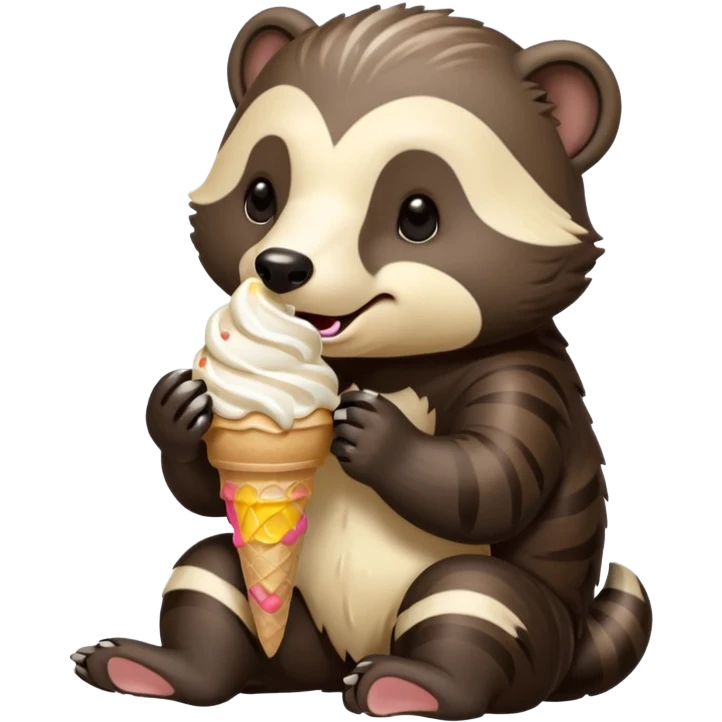 dondurma yiyen bal porsuğu emoji