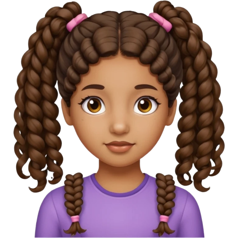 Half up half down  pigtails curly hairbrown girl emoji