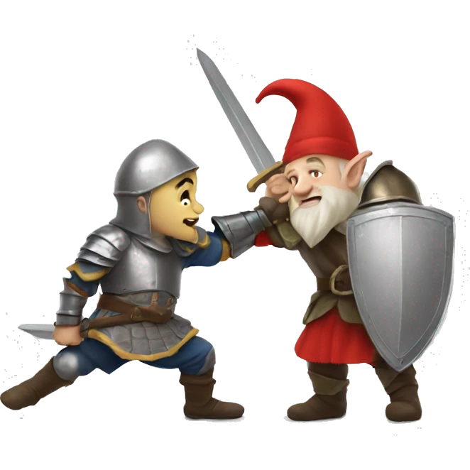 Gnome fighting a knight emoji