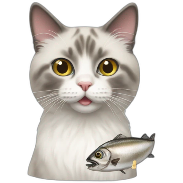 ragdoll cat eating a sardine emoji