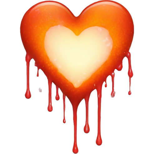 bleeding red heart glowing red-orange with splatter emoji