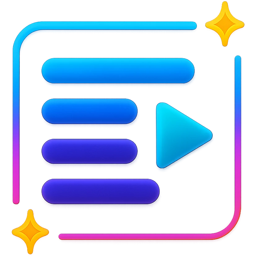 playlists icon with dark purple, blue, and black base, bright accents, complex gradients, stars, bright neon border, modern recognizable abstract playlists symbol, glow and lighting effects, sophisticated futuristic icon style emoji