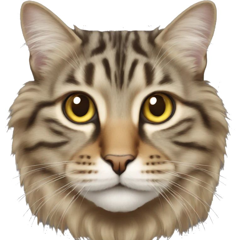 Long haired tabby cat face emoji