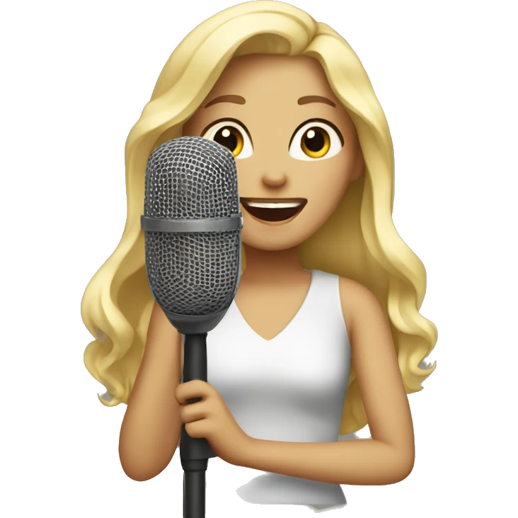 A blond girl singing  emoji