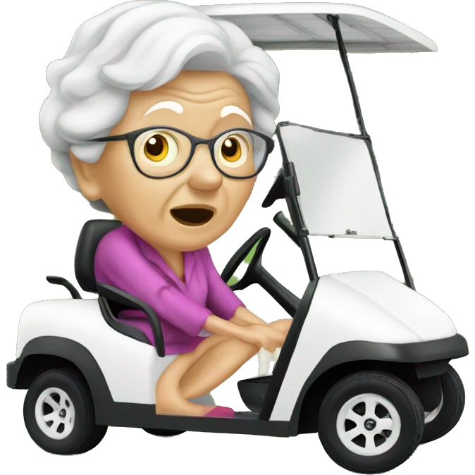 Old lady in golf cart crashed against tree emoji